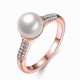 Simple Rose Gold Pearl Rhinestone Ring Gift For Women