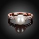 Simple Rose Gold Pearl Rhinestone Ring Gift For Women