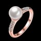 Simple Rose Gold Pearl Rhinestone Ring Gift For Women