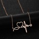 Simple Stainless Steel Heartbeat Electrocardiogram Heart Pendant Chain Necklace for Women