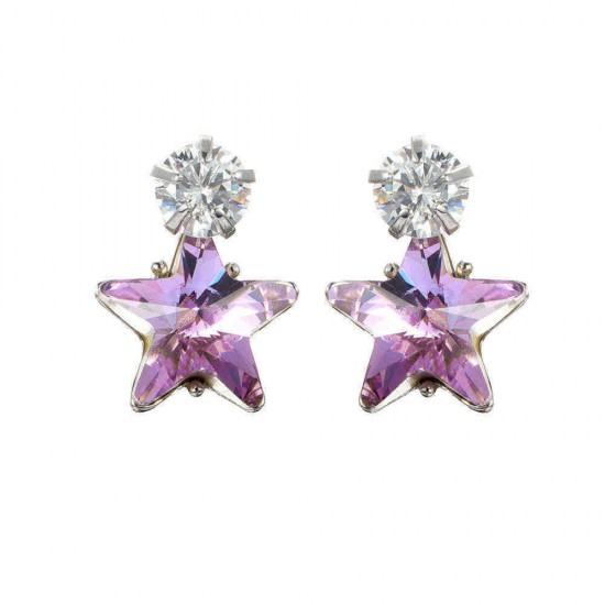 Simple Star Ear Stud Earring Dazzling Cubic Zirconia Star Crystal Piercing Earrings for Women