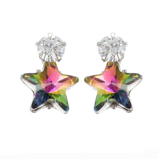 Simple Star Ear Stud Earring Dazzling Cubic Zirconia Star Crystal Piercing Earrings for Women