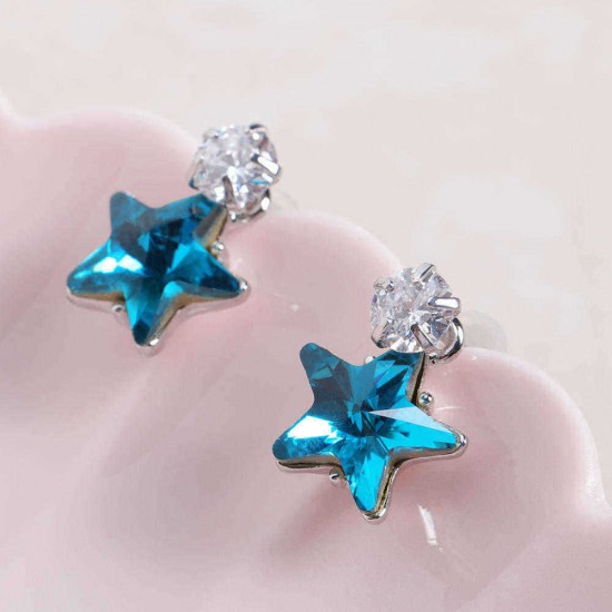 Simple Star Ear Stud Earring Dazzling Cubic Zirconia Star Crystal Piercing Earrings for Women