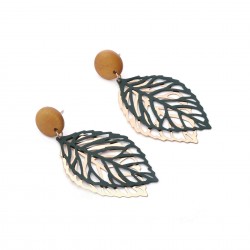 Simple Style Wood Hollow Leaves Ear Drop Earring  for Women