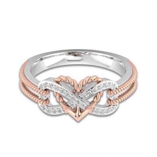 Special Zircon Inlaid Hollow Platinum Rings Infinity Knot Heart Cross Finger Ring for Women