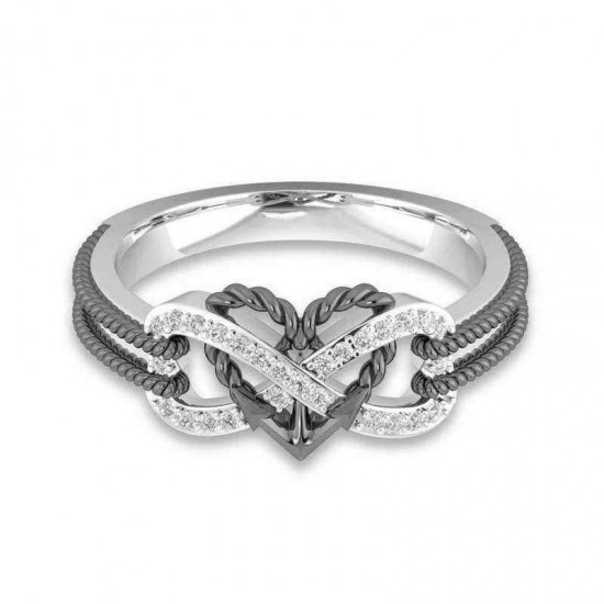 Special Zircon Inlaid Hollow Platinum Rings Infinity Knot Heart Cross Finger Ring for Women