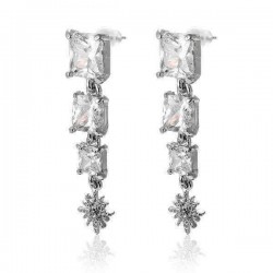 Square Cubic Zircon Crystal Star Ear Drop Earrings Jewelry