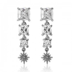 Square Cubic Zircon Crystal Star Ear Drop Earrings Jewelry