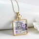 Square Glass Bottle Real Dry Flower Pendant Necklace For Women