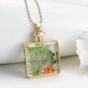 Square Glass Bottle Real Dry Flower Pendant Necklace For Women