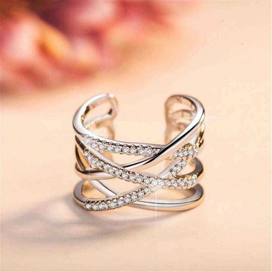 Stackable Twining Clear CZ Ring Dazzling Zirconia Engagement Finger Rings for Women