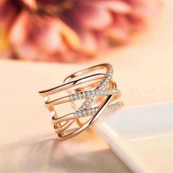 Stackable Twining Clear CZ Ring Dazzling Zirconia Engagement Finger Rings for Women