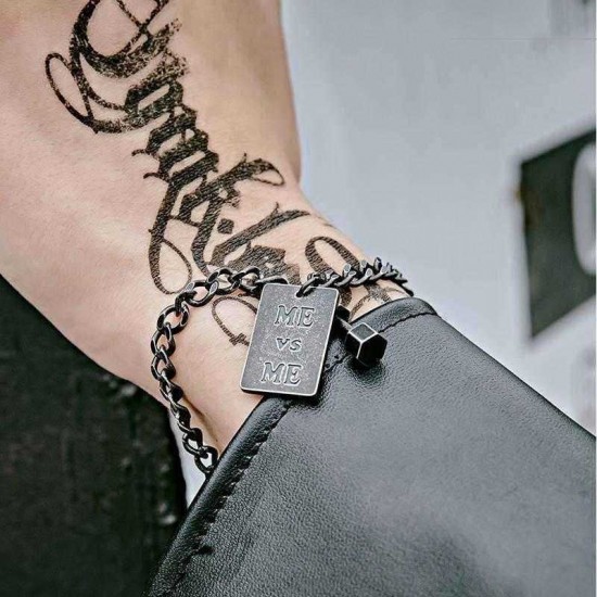 Stainless Steel Link Chain Letter Hag Barbell Bracelet Sport for Women Men