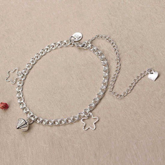 Star Pendant Fashion Foot Chain Silver Plated Anklet for Women