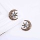 Star-Studded Moon Flower Embossed Earrings Female Retro Style