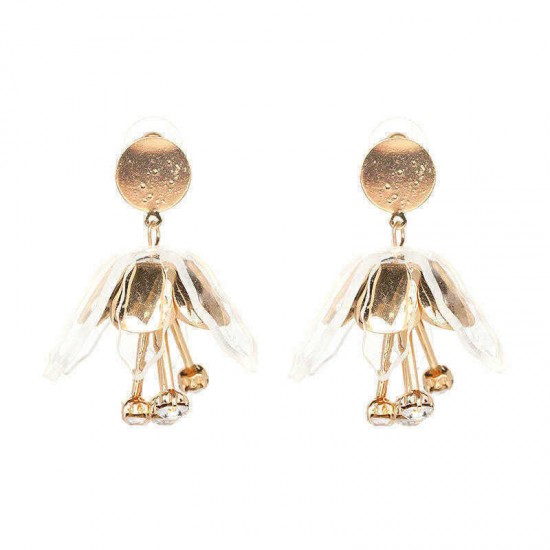 Statement Dangle Earring Rhinestone Flower Tassel Piercing Chandelier Ear Drop for Women