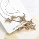 Statement Full Rhinestone Arrows Stars Gold Stud Earring Punk Party Jewelry for Girl Women