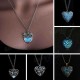 Steampunk Luminous Necklace Heart Glow In The Dark Pendant Necklace