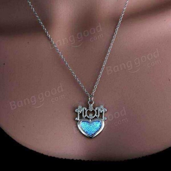 Steampunk Luminous Necklace Heart Glow In The Dark Pendant Necklace