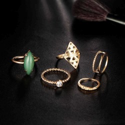 Steampunk Trendy Gemstone Knuckle Rings Mix Finger Midi Ring Set Jewelry for Women