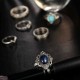 Steampunk Trendy Gemstone Knuckle Rings Mix Finger Midi Ring Set Jewelry for Women