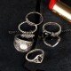 Steampunk Trendy Gemstone Knuckle Rings Mix Finger Midi Ring Set Jewelry for Women