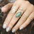 Steampunk Trendy Gemstone Knuckle Rings Mix Finger Midi Ring Set Jewelry for Women