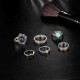 Steampunk Trendy Gemstone Knuckle Rings Mix Finger Midi Ring Set Jewelry for Women