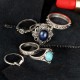 Steampunk Trendy Gemstone Knuckle Rings Mix Finger Midi Ring Set Jewelry for Women