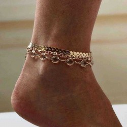 Stylish Arrow-studded 3 Pieces/ Set Gold Alloy Rhinestone Anklet For Women