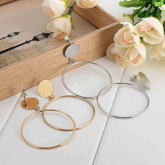 Stylish Big Hollow Circle Metal Simple Drop Earrings