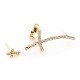 Stylish Ear Clip Long Cuff Earring Trendy Rhinestone Cross Silver Gold Earrings Jewelry for Women