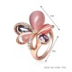 Stylish Pink Flower Opal Crystal Zircon Finger Ring Fine Jewelry for Women Clothing Accessories