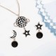 Stylish Star Moon Rhinestones Earrings Gold Necklace Stellar Fashion Jewelry Set for Women