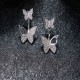 Sweet 925 Sterling Silver Rose Gold Earrings Full Zirconia Butterfly Piercing Ear Stud for Women