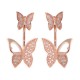 Sweet 925 Sterling Silver Rose Gold Earrings Full Zirconia Butterfly Piercing Ear Stud for Women