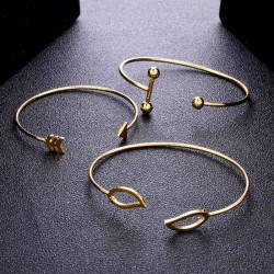 Sweet A Set Of Open Cuff Bracelet Trendy Minimalist Arrow leaves Adjustable Bracelets For Women