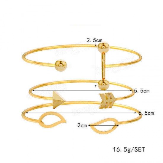 Sweet A Set Of Open Cuff Bracelet Trendy Minimalist Arrow leaves Adjustable Bracelets For Women