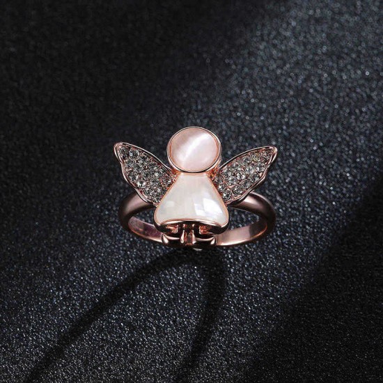 Sweet Angel Opal Ring Clothing Accessories Rose Gold Plated Anallergic Jewelry for Women