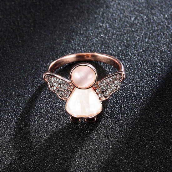 Sweet Angel Opal Ring Clothing Accessories Rose Gold Plated Anallergic Jewelry for Women