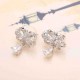 Sweet Bowknot Water Drop Zircon Ear Stud Earrings For Women