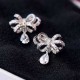 Sweet Bowknot Water Drop Zircon Ear Stud Earrings For Women