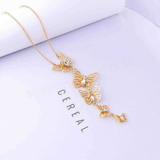 Sweet Butterfly Pendant Necklace Fashion Crystal Clothing Accessories Costumes Jewelry For Women