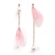 Sweet Chiffon Wings Asymmetric Artificial Pearl Women Earrings