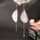 Sweet Chiffon Wings Asymmetric Artificial Pearl Women Earrings