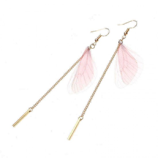 Sweet Chiffon Wings Asymmetric Artificial Pearl Women Earrings