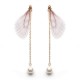 Sweet Chiffon Wings Asymmetric Artificial Pearl Women Earrings