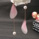 Sweet Chiffon Wings Asymmetric Artificial Pearl Women Earrings