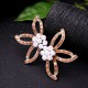 Sweet Crystal Flower Pearl Earring Leaves Big Stud Earring Party Jewelry for Women