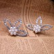 Sweet Crystal Flower Pearl Earring Leaves Big Stud Earring Party Jewelry for Women